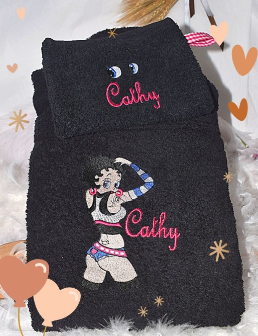 Peignoir adulte personnalisé Betty Boop – brodé