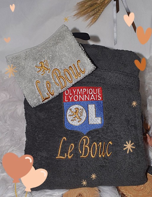 Peignoir adulte personnalisé Football – Prénom brodé