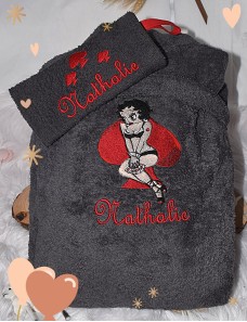 Peignoir adulte personnalisé Betty Boop – brodé