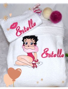 Peignoir adulte personnalisé Betty Boop – brodé