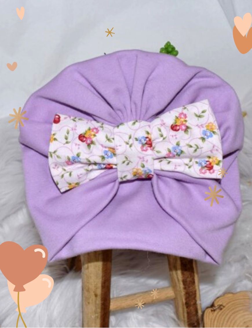 Bonnet turban bébé LILAS LIBERTY