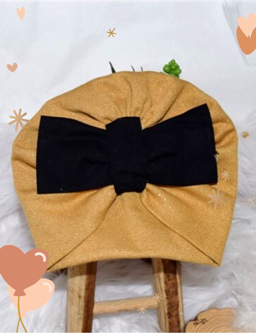 Bonnet turban bébé DORE ET NOIR