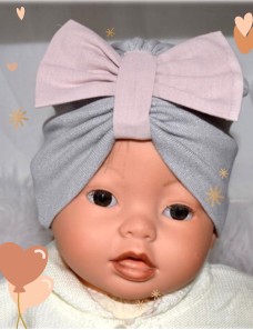 Bonnet turban bébé ARGENTE ET ROSE