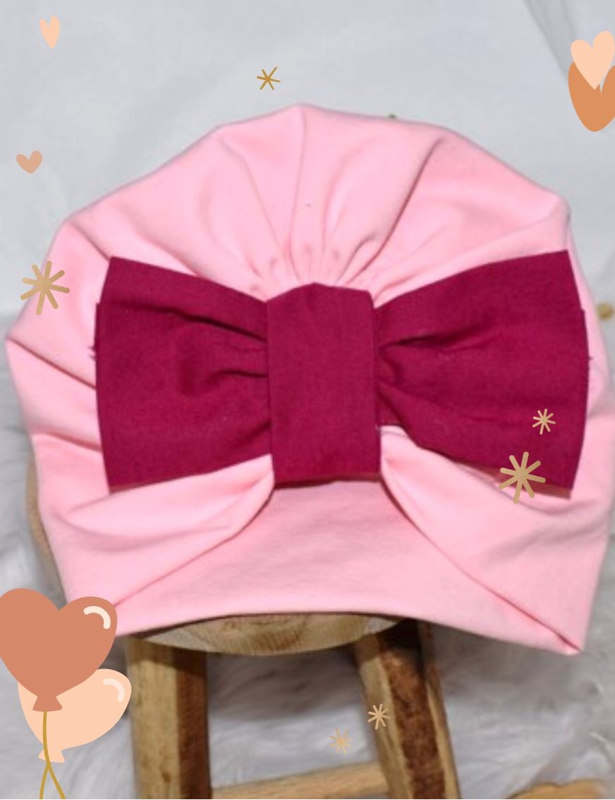 Bonnet turban bébé ROSE ET FUCHSIA