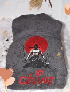 Peignoir adulte personnalisé Roronoa Zoro – Prénom brodé