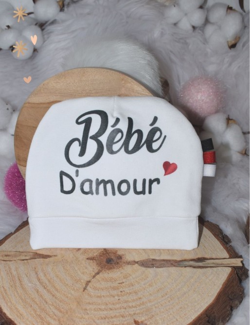 Bonnet bébé BEBE D AMOUR personnalisé