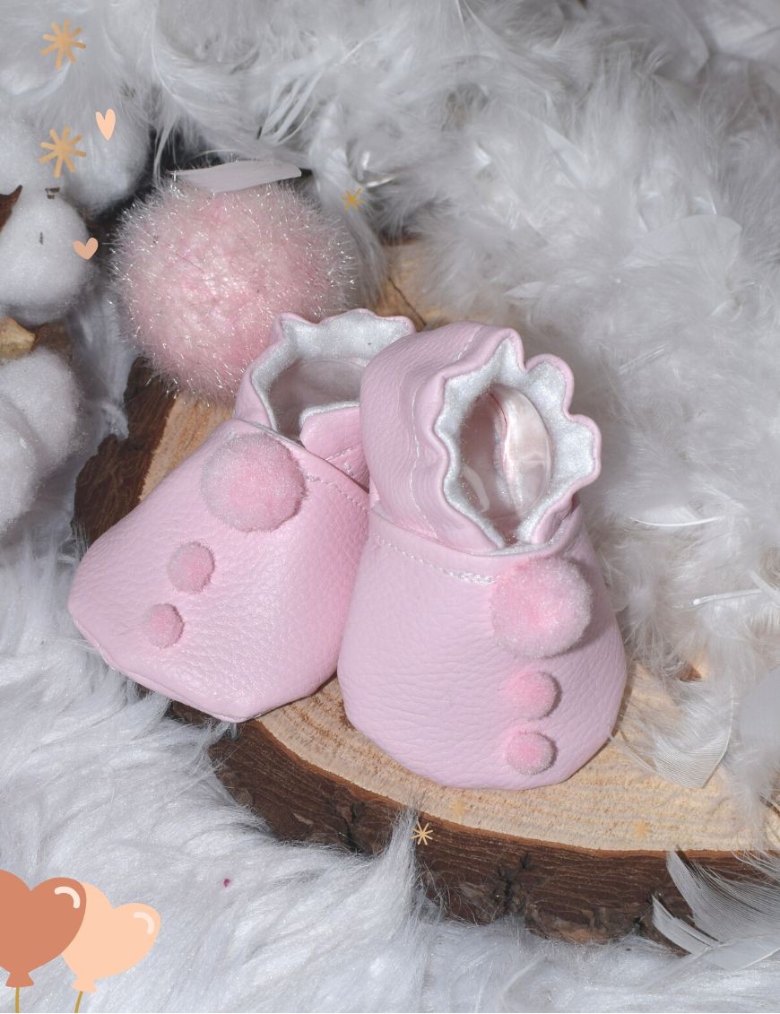 Chaussons bébé SIMILI POMPONS personnalisé