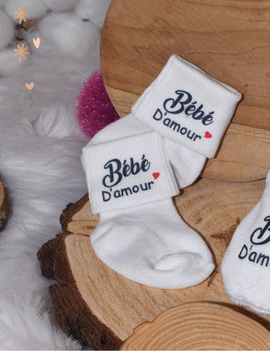 Chaussettes bébé BEBE D AMOUR personnalisé