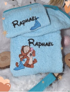 Peignoir bébé et enfant  personnalisé avec capuche et motif de votre choix.