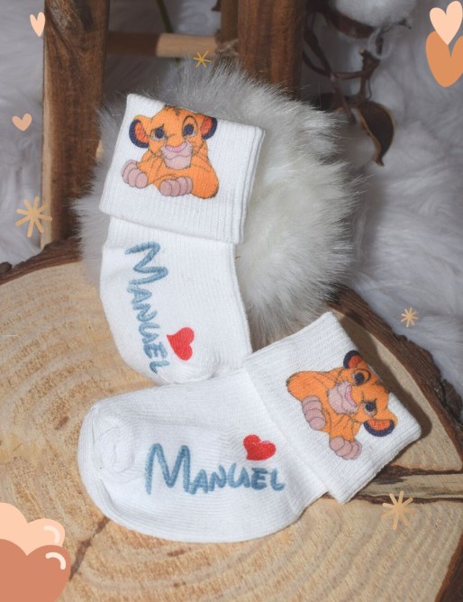 Chaussettes bébé personnalisé Lionceau