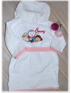 Peignoir bébé et enfant  personnalisé avec capuche et motif de votre choix.