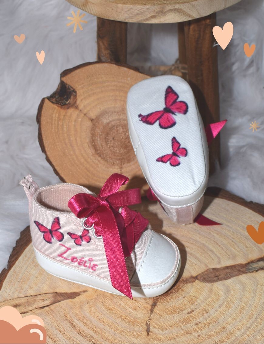 Chaussons bébé personnalisé LES PAPILLONS