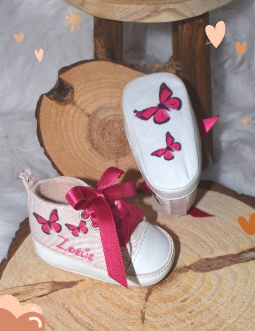 Chaussons bébé personnalisé LES PAPILLONS