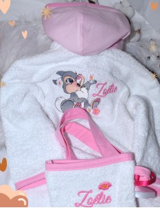 Peignoir bébé et enfant  personnalisé avec capuche et motif de votre choix.