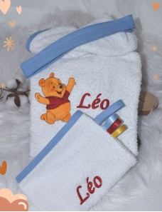 Peignoir bébé et enfant  personnalisé avec capuche et motif de votre choix.