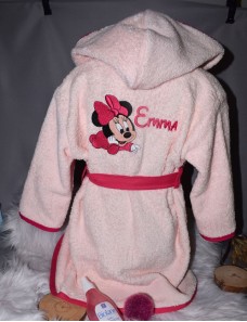 Peignoir bébé et enfant  personnalisé avec capuche et motif de votre choix.
