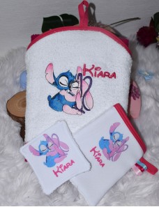 Cape de bain bébé personnalisée STITCH 100% Coton, Cadeau Naissance