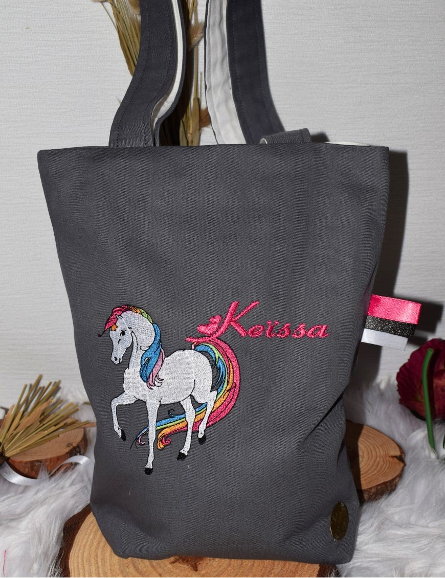 Tote bag personnalisé CHEVAL ARCANCIEL