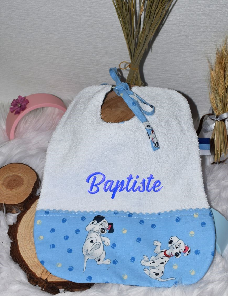 Bavoir naissance personnalisé TISSUS DALMATIENS