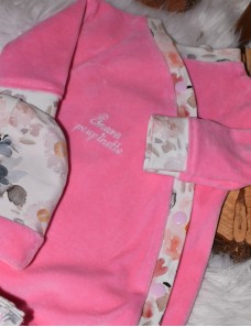 Pyjama et bonnet bébé personnalisé ROSE FLEURIE
