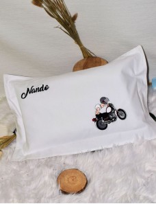 Taie d'oreiller bébé personnalisée MOTARD