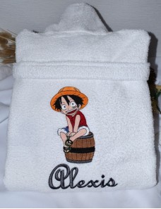 Peignoir adulte personnalisé One Piece – Prénom brodé
