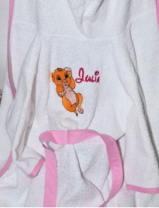 Peignoir avec capuche pour enfant personnalisé en broderie. Eponge 450 g/m² 100 % Coton.
