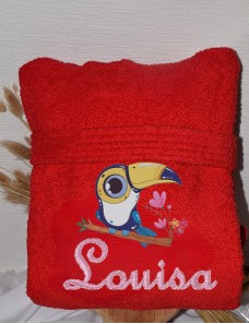 Peignoir adulte personnalisé Toucan – Prénom brodé