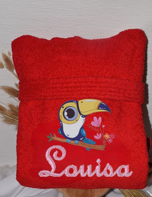 Peignoir adulte personnalisé Toucan – Prénom brodé