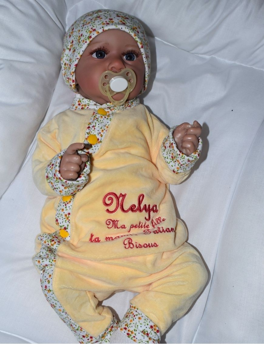 Pyjama bébé personnalisé JAUNE FLEURY
