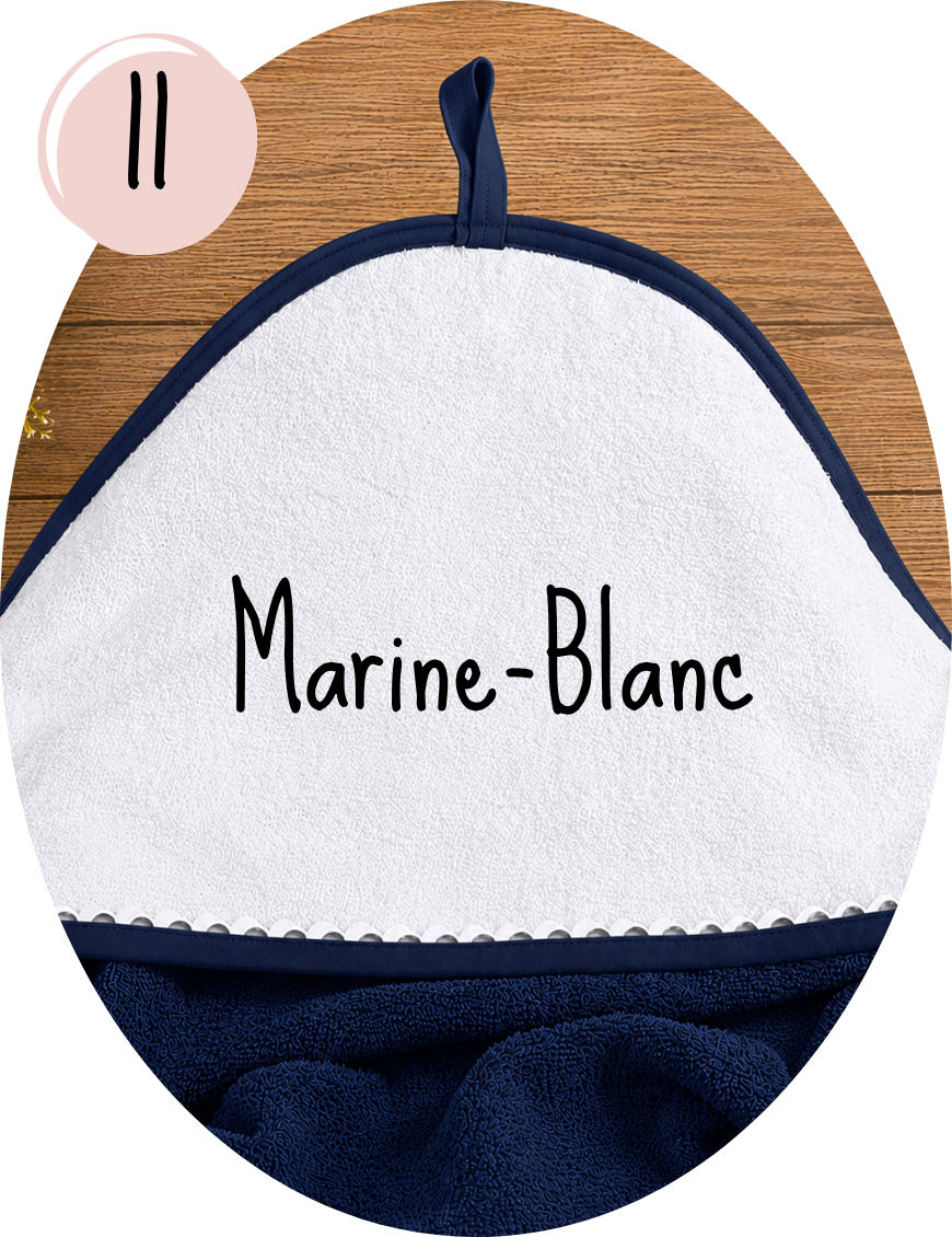 Cape de bain personnalisé marine blanc